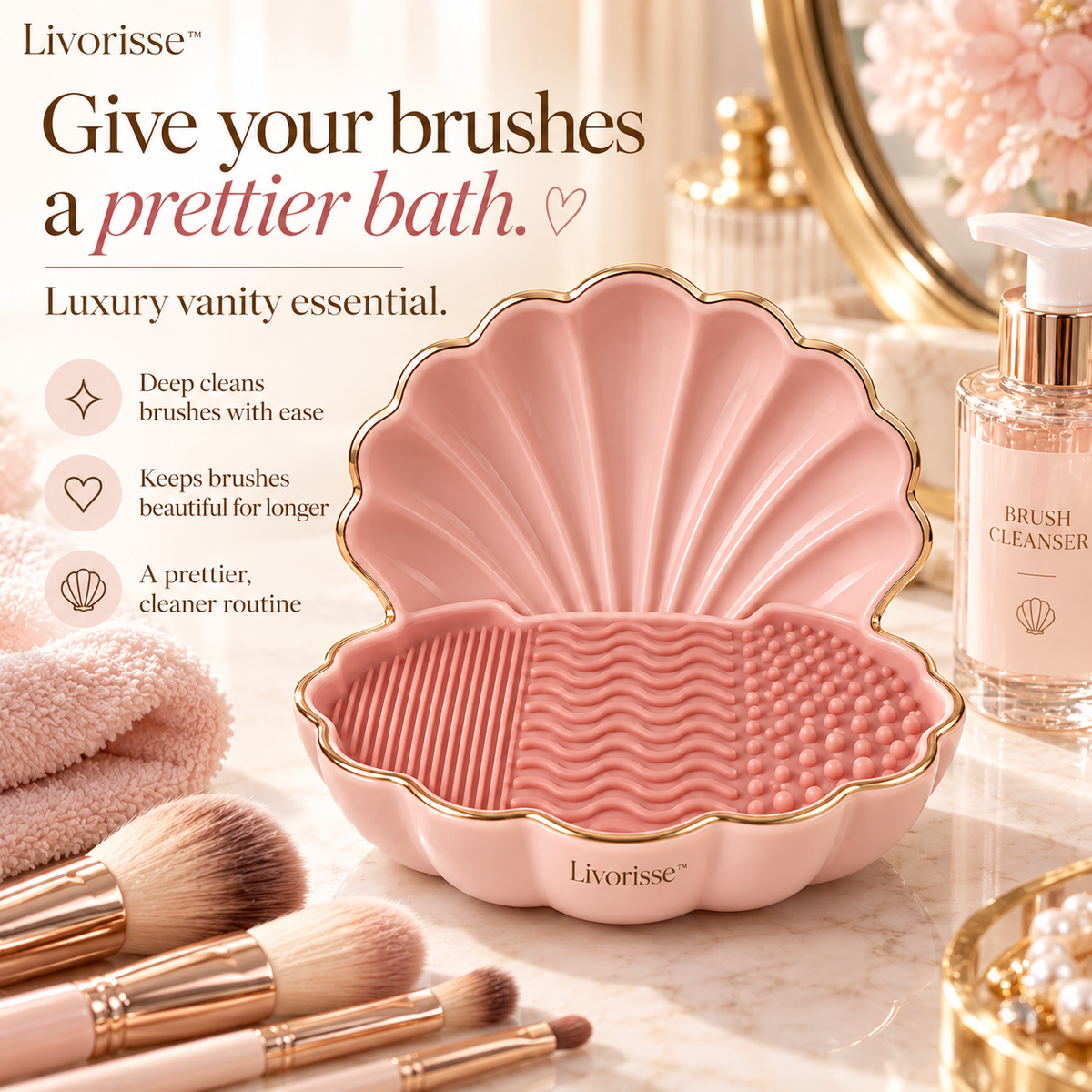 Livorisse™ Shell Bath Brush Cleansing Dish