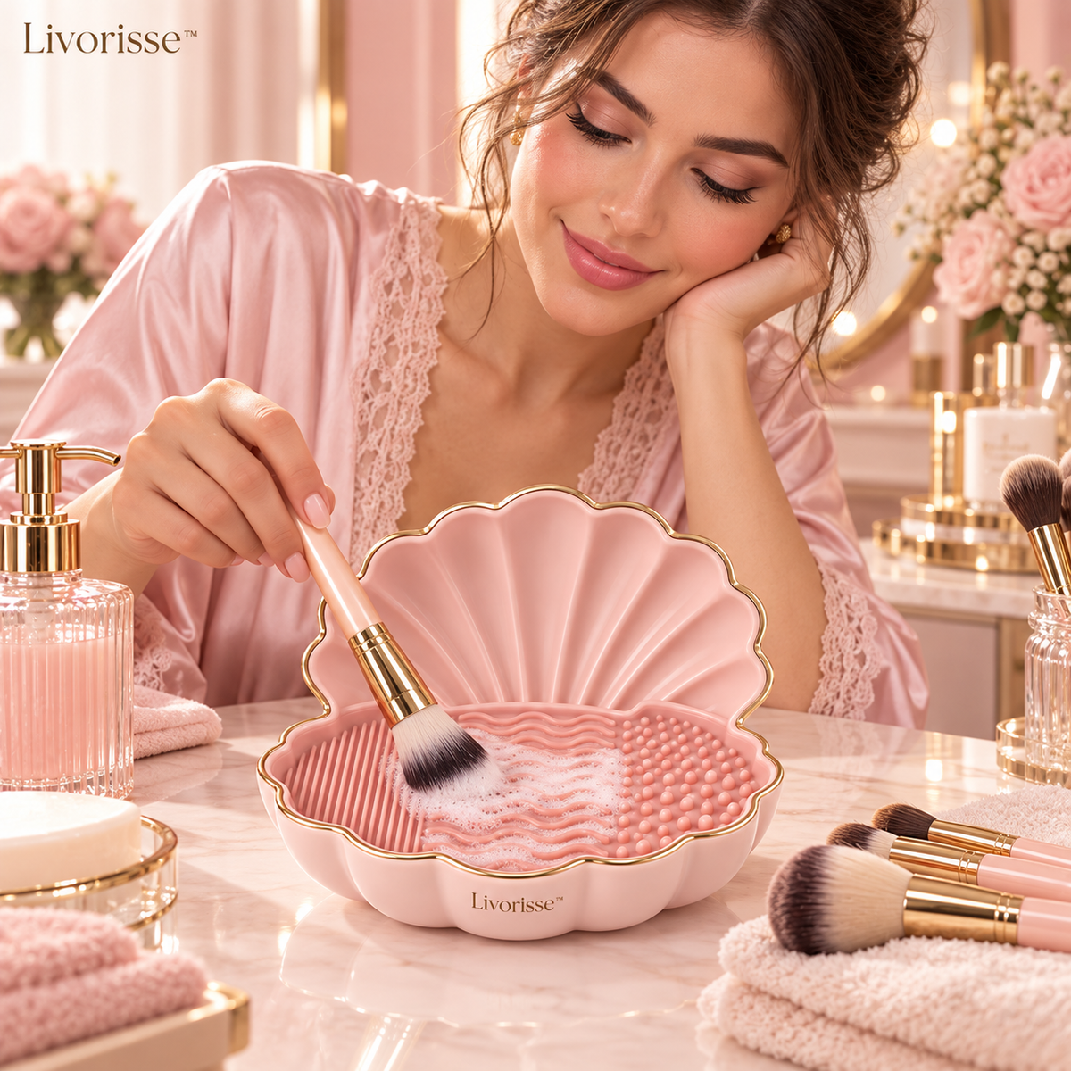 Livorisse™ Shell Bath Brush Cleansing Dish