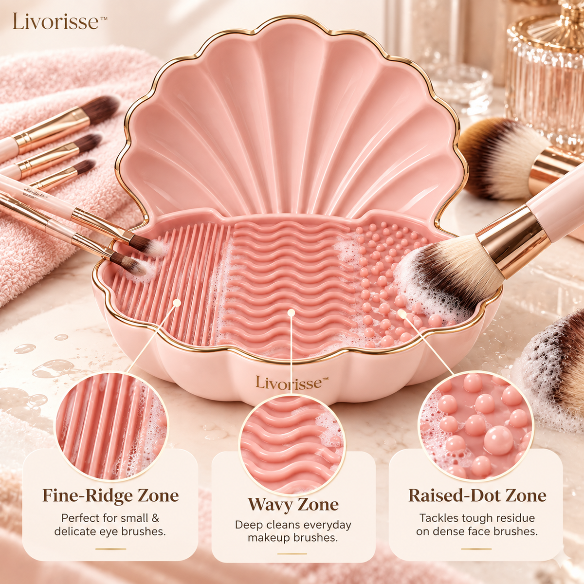 Livorisse™ Shell Bath Brush Cleansing Dish